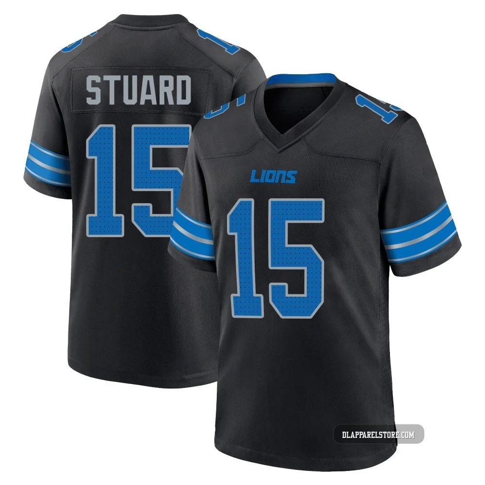 Grant Stuard ＃15 Detroit Lions Game Alternate 2nd Jersey - Men's Black