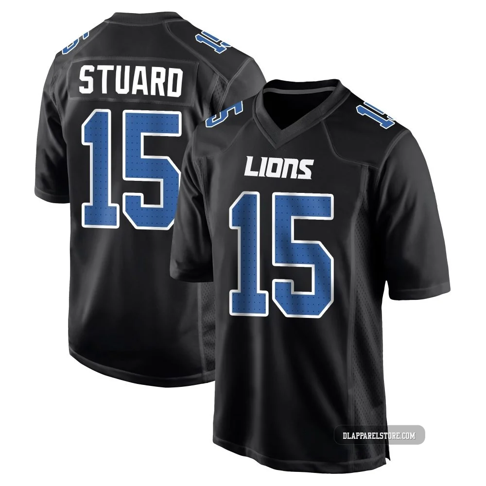 Grant Stuard ＃15 Detroit Lions Game Carbon Fashion Jersey - Youth Black