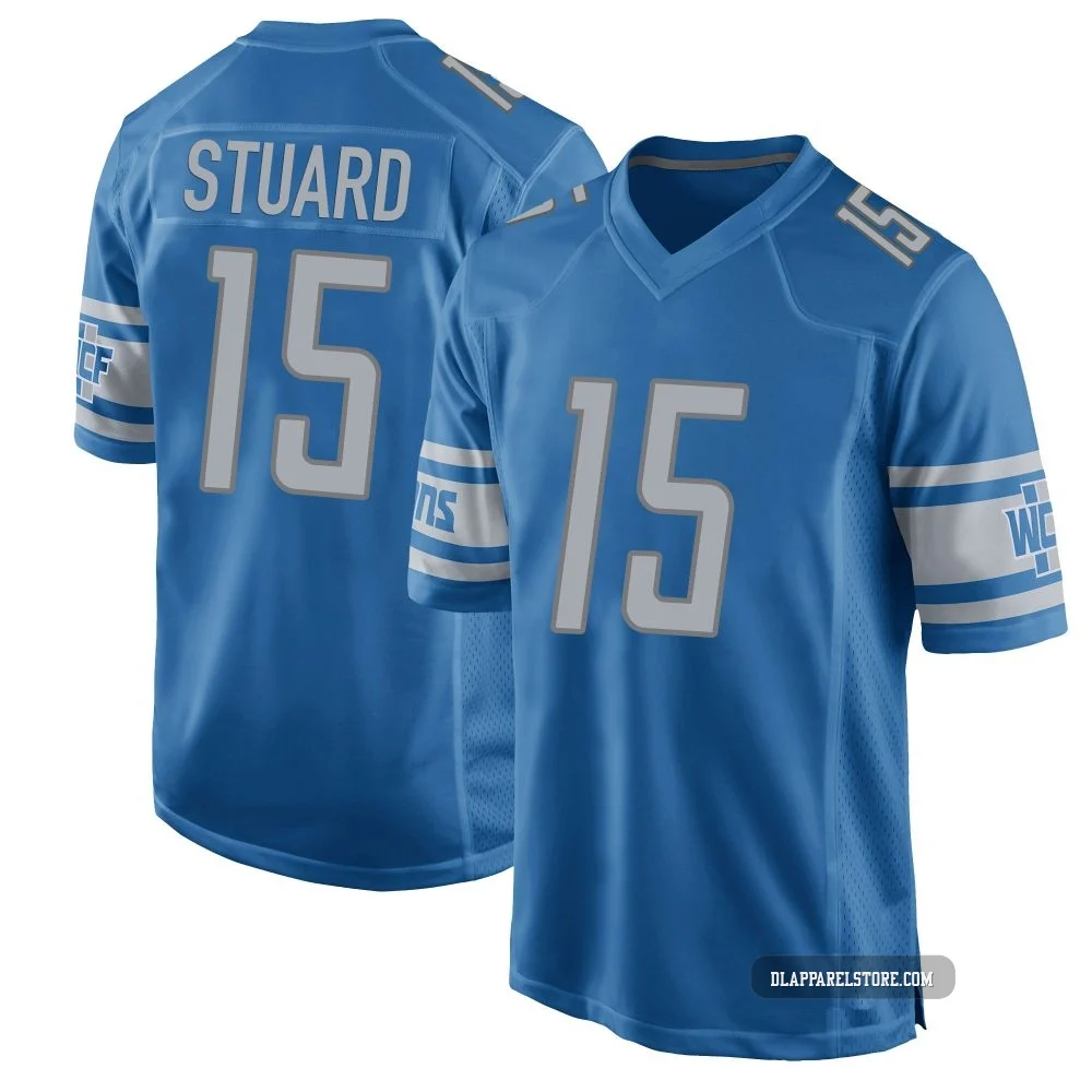 Grant Stuard ＃15 Detroit Lions Game Team Color Jersey - Men's Blue