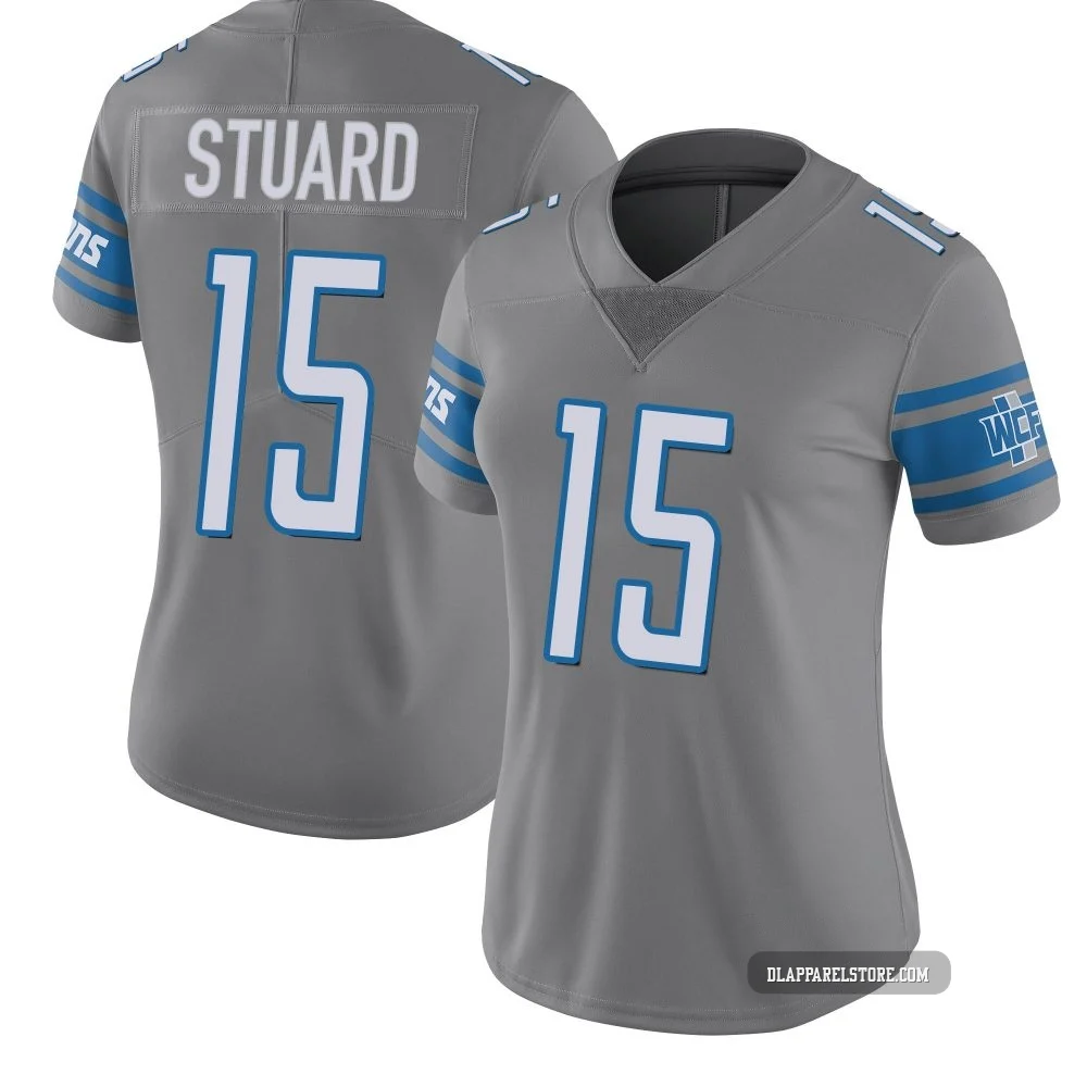 Grant Stuard ＃15 Detroit Lions Limited Color Rush Steel Jersey - Women's