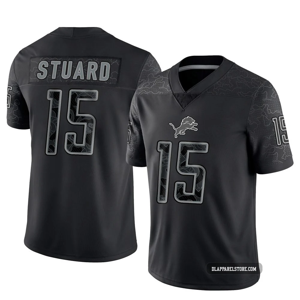 Grant Stuard ＃15 Detroit Lions Limited Reflective Jersey - Youth Black