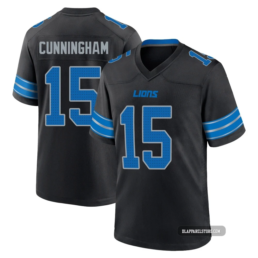 Malik Cunningham ＃15 Detroit Lions Game Alternate 2nd Jersey - Youth Black