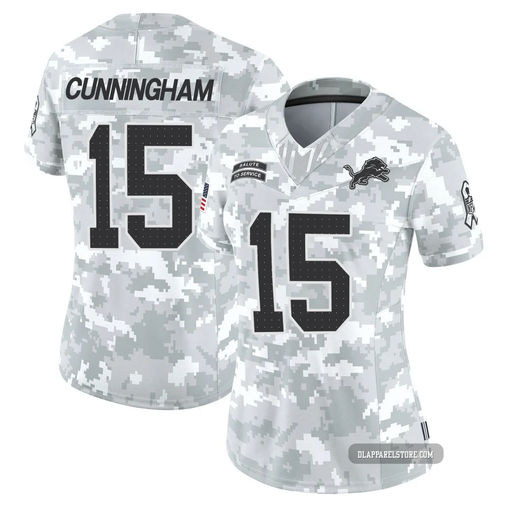 Malik Cunningham ＃15 Detroit Lions Limited 2024 Salute to Service Jersey - Women's Arctic Camo