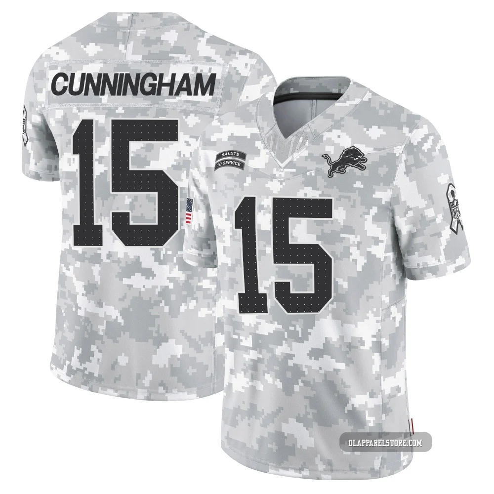 Malik Cunningham ＃15 Detroit Lions Limited 2024 Salute to Service Jersey - Youth Arctic Camo
