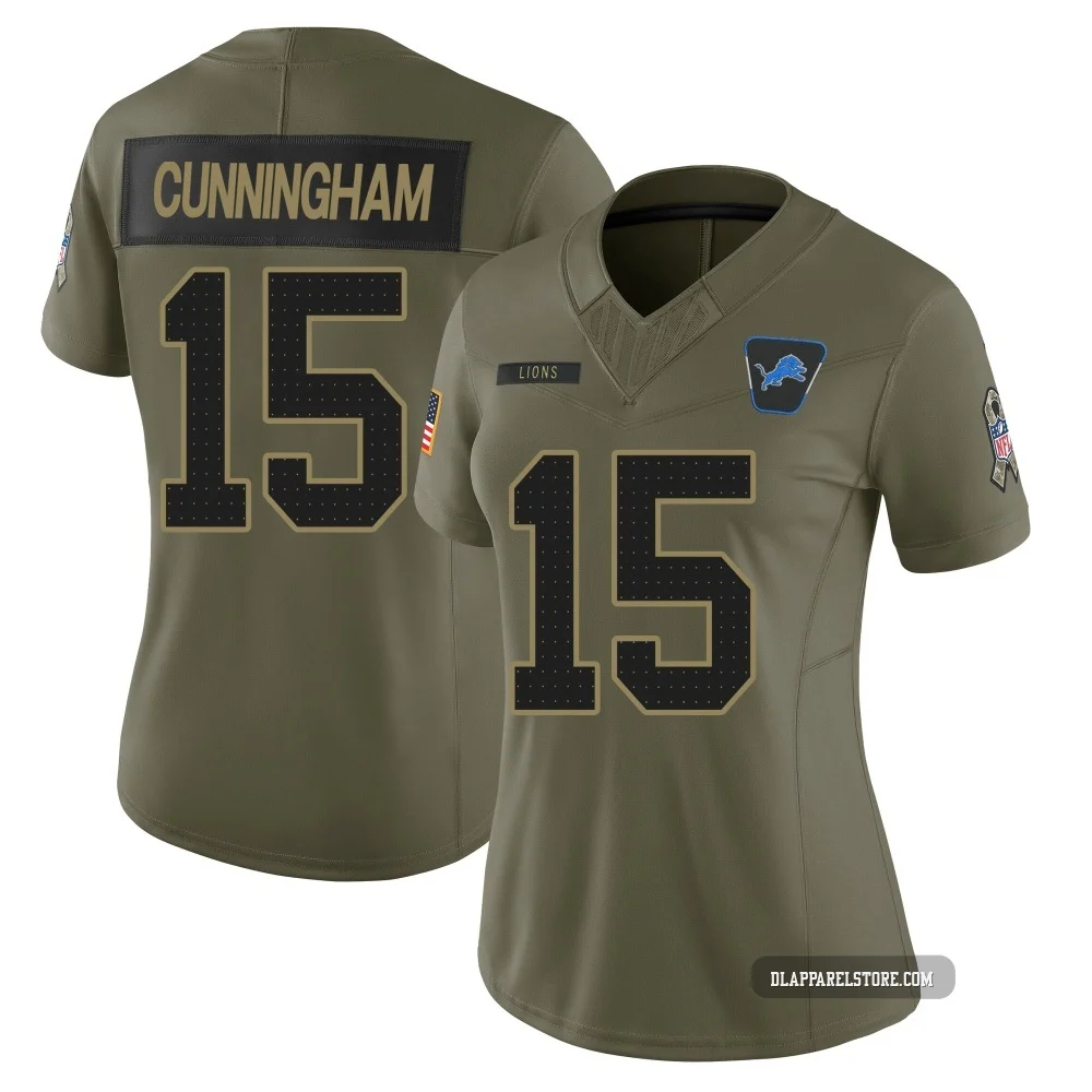 Malik Cunningham ＃15 Detroit Lions Limited 2025 Salute to Service Jersey - Women's Olive